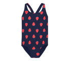 Primary One-Piece Swimsuit - Navy / Strawberries. Available at www.tenlittle.com