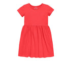 Front view of Primary Pocket Dress - Strawberry. Available at www.tenlittle.com