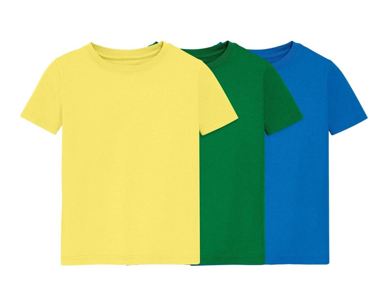 Primary Short Sleeve Classic Tee - 3 Pack - Banana Mix. Available at www.tenlittle.com