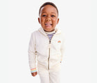 Boy wearing Primary - Striped Zip Hoodie - Oat - Available at www.tenlittle.com