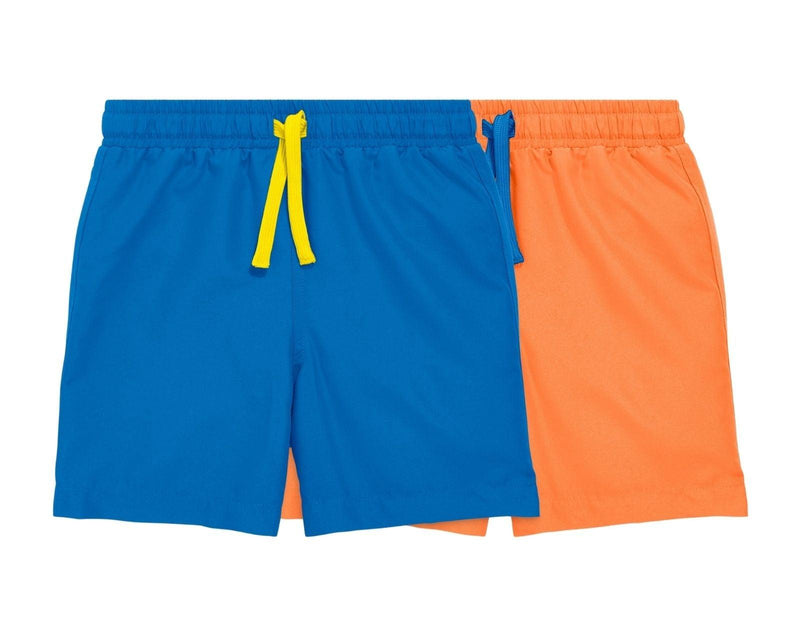 Primary Swim Trunks - 2 Pack - Blueberry / Cantaloupe. Available at www.tenlittle.com