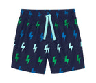 Front view of Primary Swim Trunks - Navy / Bolts. Available at www.tenlittle.com