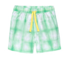 Front view of Primary Swim Trunks - Pear Tie Dye. Available at www.tenlittle.com