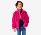 Child wearing Primary - Teddy Fleece Jacket - Raspberry - Available at www.tenlittle.com