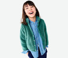 Child wearing Primary - Teddy Fleece Jacket - Sunwashed Teal - Available at www.tenlittle.com