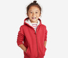 Child wearing Primary - Teddy Fleece-Lined Zip Hoodie - Heather Cherry - Available at www.tenlittle.com