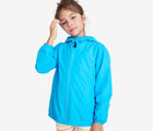 Girl wearing Primary - Windbreaker - Sea - Available at www.tenlittle.com