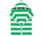 Primary Hooded Towel in Green Apple Stripe. Available from www.tenlittle.com