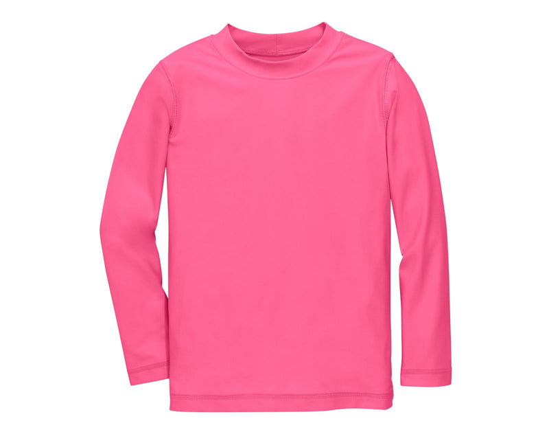 Primary Long Sleeve Rash Guard in Bubblegum. Available from www.tenlittle.com