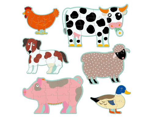 Farm Animals Progressive Floor Puzzles (6 pack) - 9-15 Pieces