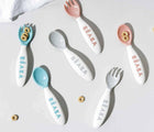 Beaba Toddler Cutlery Set with cheerios. Available from tenlittle.com