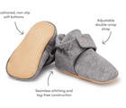 Ten Little Baby Essentials Booties - Cushioned non slip soft bottoms, adjustable double-snap strap & Seamless stitching and tag-free construction (gray) - Available at www.tenlittle.com