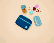 GIF of food containers inside the Ten Little Insulated Recycled Lunch Box - Navy & Green. Available at www.tenlittle.com