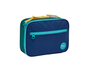 Front view of Ten Little Insulated Recycled Lunch Box - Navy & Green. Available at www.tenlittle.com
