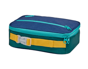 Side view of Ten Little Insulated Recycled Lunch Box - Navy & Green. Available at www.tenlittle.com