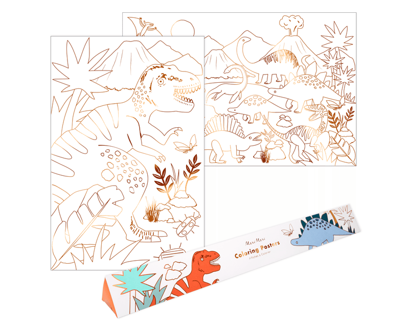 Dinosaur Kingdom Coloring Posters - Set of 2