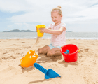 Ten Little Hape 5 in 1 beach set girl playing in the sand