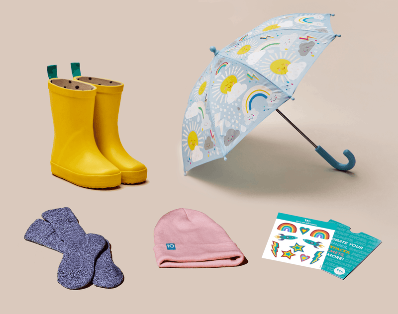 Child's umbrella sales and rain boots