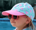 Little Girl Wearing Ten Little Sunglasses glitter pink  and Baseball Cap Watermelon - Available at www.tenlittle.com