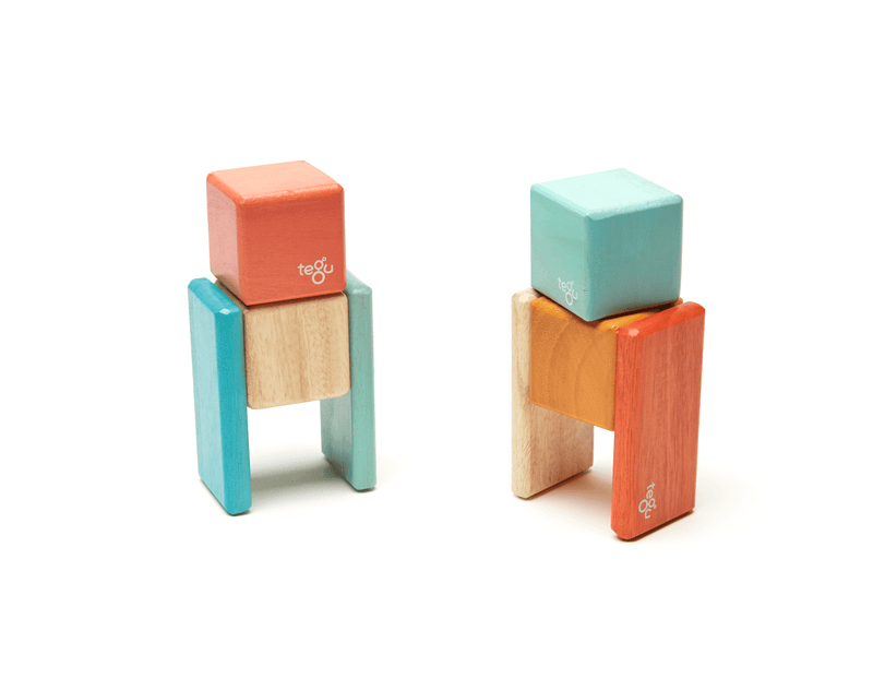 Tegu Magnetic Wooden Blocks Travel Pouch 8 Pieces Ten Little