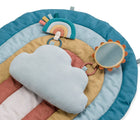 Close up view of prop pillow and attached toys from Itzy Ritzy Tummy Time Rainbow Play Mat. Available from tenlittle.com
