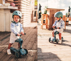 Child riding HIghwaykick 2-in-1 Scooter in Steel