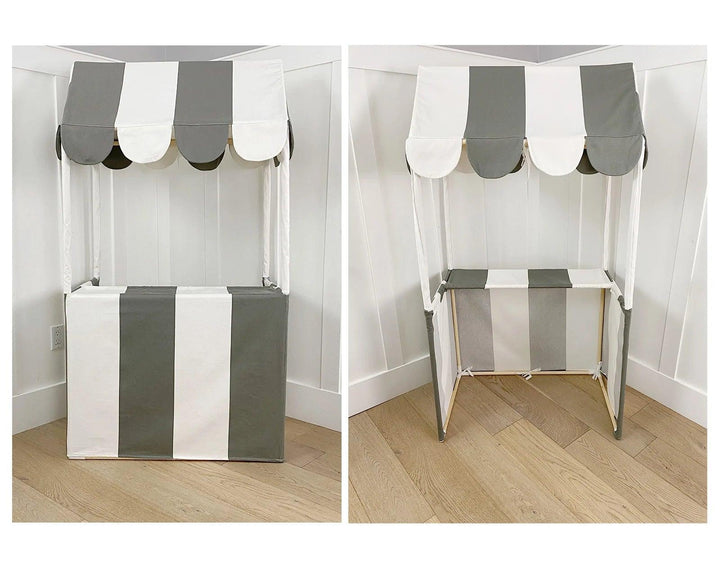 Front and back views of Domestic Objects The Market Stand in gray. Available from tenlittle.com
