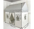 Picture showing dimensions of Domestic Objects Playhouse in gray. Available from tenlittle.com