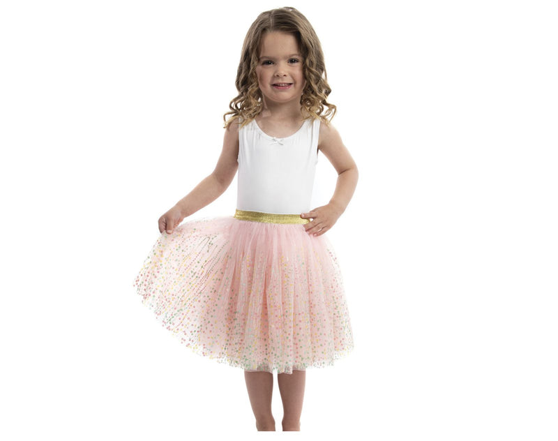 Child Wearing Little Adventures Shimmer Tutu Pink - Available at www.tenlittle.com