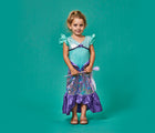 Child wearing Little Adventures Purple Sparkle Mermaid costume. Available from tenlittle.com