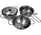 Stainless steel pots and pans from TP Toys Mud Kitchen & Play Sink. Available from tenlittle.com