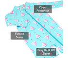 Features of Jan & Jul Long Sleeve UV Sun Suit in Watermelon. Available from tenlittle.com