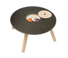 View of inside hidden storage space on PlanToys Round Chalkboard Table. Available from tenlittle.com