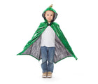 Child wearing Little Adventures Dragon Cloak costume. Available from tenlittle.com