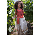 Child wearing Little Adventures Island Princess Costume in a garden. Available from tenlittle.com