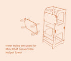 Image showing how the Piccalio Kitchen Helper Tower Safety Net attaches to the Convertible Kitchen Helper Tower. Available from tenlittle.com