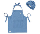 Piccalio's Mini Chef Apron & Hat Set in blue. Available from www.tenlittle.com