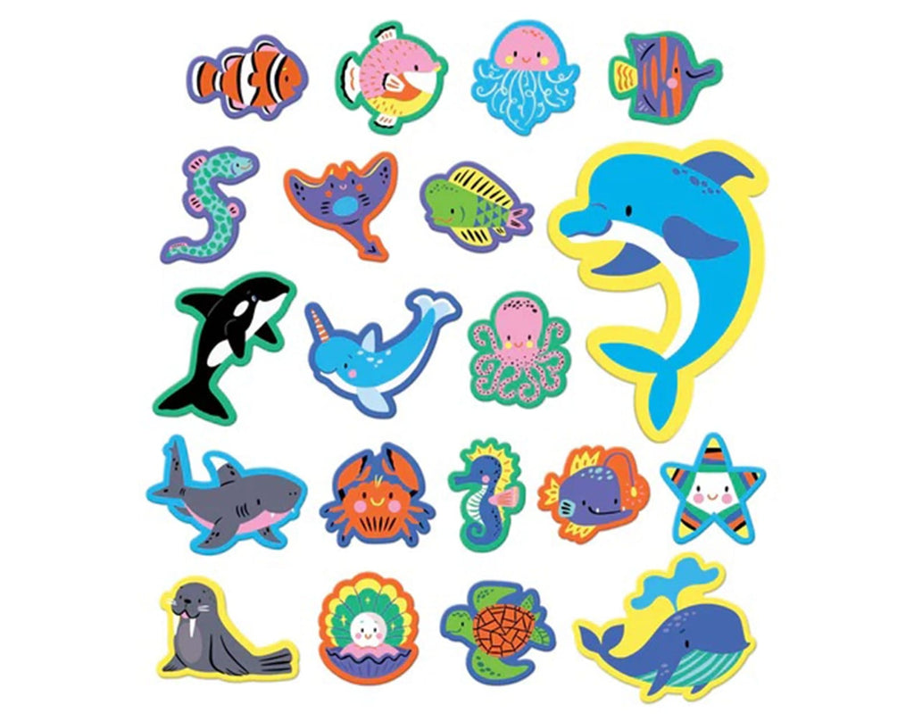 Mudpuppy Ocean Life Stickable Foam Bath Shapes | Ten Little Kids' Toys