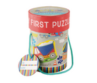 Packaging tube from Floss & Rock Construction Progressive Puzzle (4 pack) - 3-8 Pieces. Available from tenlittle.com