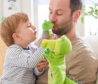Child and man playing with Haba Crocodile Puppet. Available from tenlittle.com