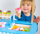 Child playing with Bigjigs Wooden Ice Cream Cart. Available from www.tenlittle.com.