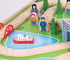 Bigjigs City Train Set & Table close up. Available from www.tenlittle.com.