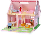 Bigjigs Blossom Cottage Dollhouse with dolls. Available from www.tenlittle.com.